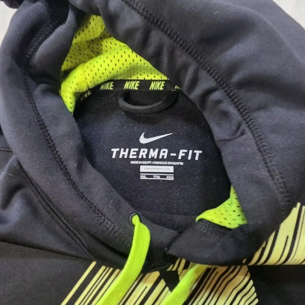 Nike Hoodie Mens Medium Sweatshirt Pullover Black Yellow Logo 2XL